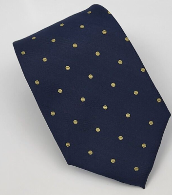 #ad Tommy Hilfiger Silk Blend Tie Blue Gold Polka Dots Men Necktie 58 x 3.25 $16.99