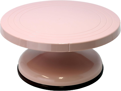 #ad 10.5 Inch Rotating Cake Decorating Turntable Pink Plastic Revolving Cake Sta $61.02