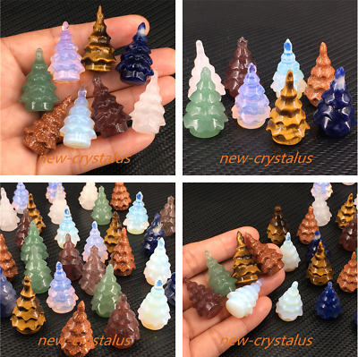#ad A lot of mix quartz crystal mini Christmas tree Carved Christmas gift 50pcs $150.00