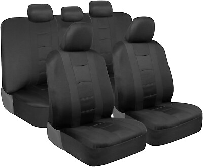 #ad Classic Style Black Full Set Seat Cover Breathable Fits Sedan Van SUV Truck $75.00