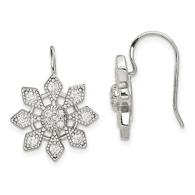#ad Silver CZ Snowflake Earrings QE4783 $78.18