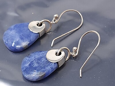 #ad Vintage Blue Lapis Sterling Silver Dangle Pierced Earrings $75.00