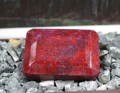 #ad Amazing Sale Red Ruby 200 Ct Certified 54mm Emerald Shape African Gemstone RS $10.99