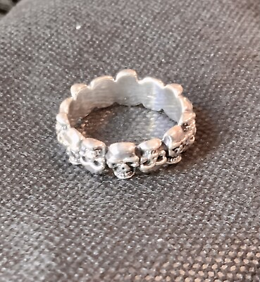 #ad Skull Ring Alternating 925 Silver 12.7 Infinity 9g SS: Biker. See Size In Pics $95.00