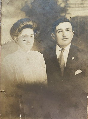 #ad Trenton New Jersey Couple AZO RPPC 1904 1918 Edwardian Era Vintage Photo $10.36