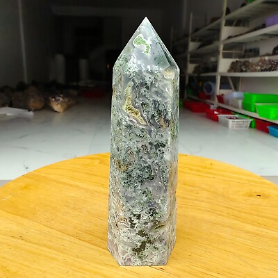 #ad 360g Natural aquatic agate column Obelisk crystal stick point healing stone V969 $34.90