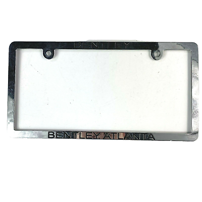 #ad Bentley Atlanta Dealer License Plate Frame Chrome Engraved Black Lettering $89.88