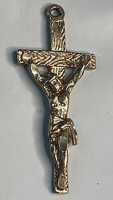 #ad Vintage Sterling Cross Pendant Crucifix Necklace Pendant Christianity Catholic $17.49