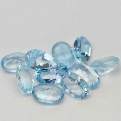 #ad SALE Great Lot Natural Blue Topaz 6x8 mm Oval Faceted Cut Loose Gemstone $19.73