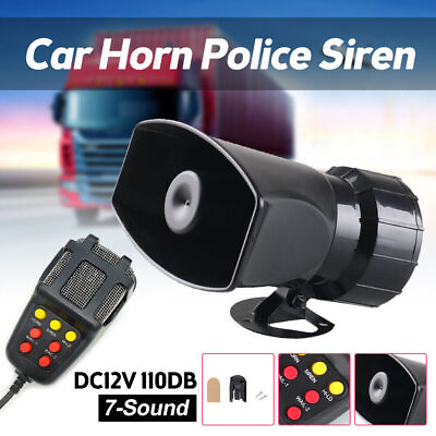 #ad 100W 12V 7 Sound Loud Car Vehicle Alarm Warning Horn Siren PA Speaker MIC System $18.99