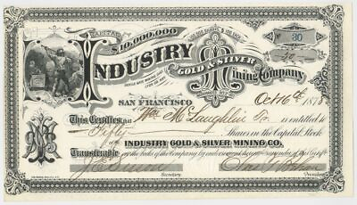 #ad Industry Gold and Silver Mining Co. 1878 dated Silver City Nevada Mining Stoc $284.50