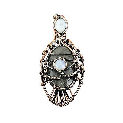 #ad Stingray Coral Copper Gift For Friend Evil Eye And Wire Wrapped Pendant 2.68quot; $19.20