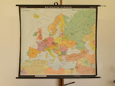 #ad Europe Countries Political 1993 Small Schulwandkarte Wall Map $178.59
