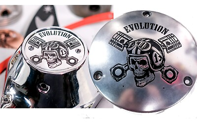 #ad Pair Engraved Evo Evolution Derby amp; Timing Cover Matched Harley Davidson Vtwin $225.00