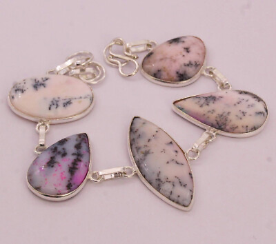 #ad Dendrite Opal 925 Silver Plated Handmade Bracelet of 8quot; $3.59