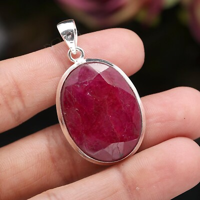#ad Ruby Gemstone Handmade Pendant 925 Sterling Silver jewelry Gift For Her $10.99