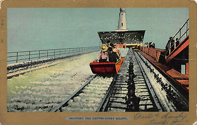 #ad Shooting The Shoots Coney Island Brooklyn N.Y. Early Postcard Used in 1907 $12.00