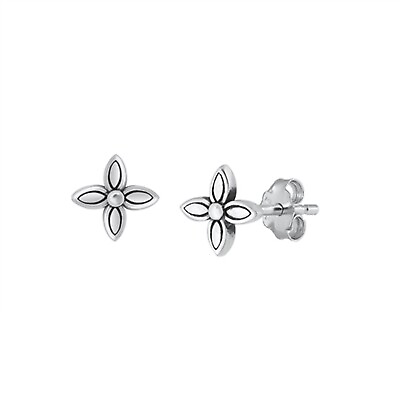 #ad Petite Flower Stud Earrings 925 Sterling Silver Push Back 6mm $9.89