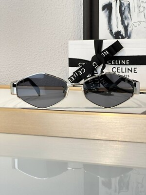 #ad #ad Celine Triomphe Silver Sunglasses Metal Eyewear with Box CL40234U women $240.00