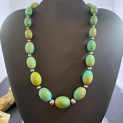 #ad Carolyn Pollack Sterling Silver Egg Shape Green Turquoise Necklace For Women $112.50