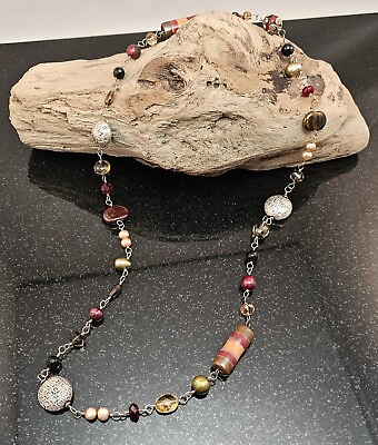 #ad Deb#x27;s Handmade Sterling Stones Pearls Ceramic amp; Swarovski Wire Wrapped... $60.00