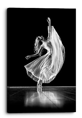 #ad Black And White Dancer Posing In A Dress Canvas Print Wall Art Picture Home GBP 35.59