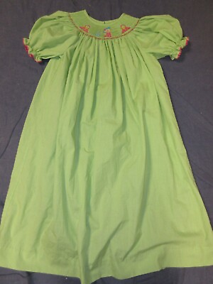 #ad SECRET WISHES Girls Bishop SMOCKED Dress Sz 8 Green w GIRL SHOPPING Theme $12.00