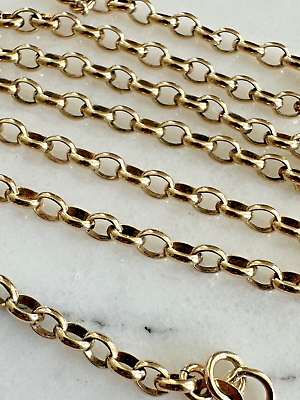 #ad Hallmarked Vintage 9Ct Y Gold Belcher Chain Necklace 3mm 7Gr 42Cm B#x27;ham 1979 GBP 315.00