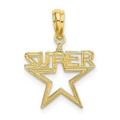#ad New 14k Yellow Gold Silver 925 Super Star Charm Pendant 18#x27;#x27; Chain Free $60.52
