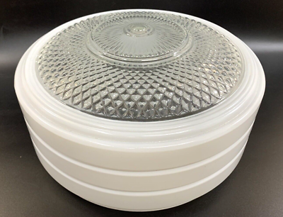 #ad CLEAR amp; WHITE Round Drum Ceiling Light Glass Shade Flush Mount 10quot; $45.00