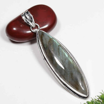 #ad Natural Labradorite 925 Stamped Handmade Gemstone PendantGift For Her 3 Inches $72.40