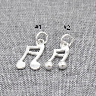 #ad 5 Sterling Silver Music Notes Charms 925 Silver Musical Pendants for Necklace $10.64
