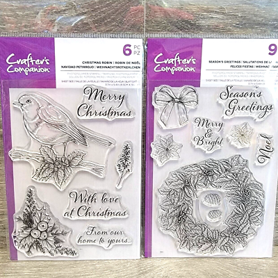 #ad Merry Christmas Holiday Bird Robin Wreath Photopolymer Stamps 15 Bow Noel Holly $2.99