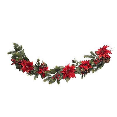 #ad 60quot; Poinsettia amp; Berry Garland Holiday Season Home Decoration $101.75