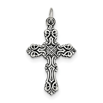 #ad Sterling Silver Antiqued Cross Pendant QC3360 $51.99