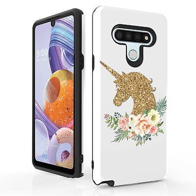#ad For LG Stylo 6 Q730 Hybrid Tough Phone Shockproof Case Gold Bling Unicorn $12.97