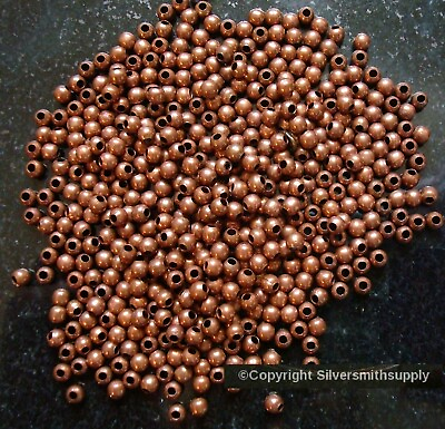 #ad 500 Ant Copper plated metal 3mm smooth round spacer beads filler beads FPB216 $2.95