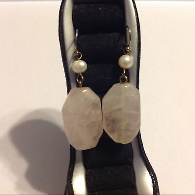 #ad Pearl Pink Stone Earrings 2 1 4quot; $9.00