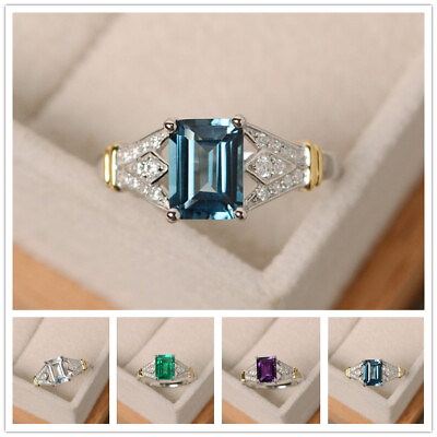 #ad Elegant Sprkly Cubic Zirocn 925 Silver Filled Ring Girl Gift Ring Sz 6 10 C $3.16
