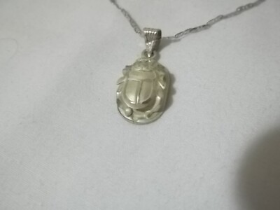 #ad Egyptian Scarab Engraved Silver Charm Pendant $75.00
