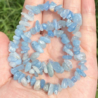 #ad Natural Chips Aquamarine Stone Beads Irregular Gravel For Jewelry Making 16in $9.99