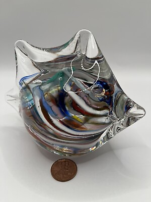 #ad Beautiful Glass Art Paperweight Fish Shaped $15.00