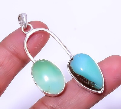#ad Natural Chrysoprase Gemstone Pendant 925 Solid Sterling Silver Jewelry 2.15quot; $16.79