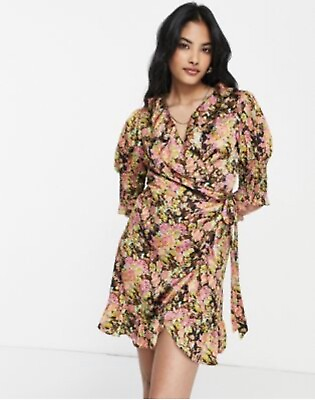 #ad Top shop Multi Floral Wrap Dress $40.00