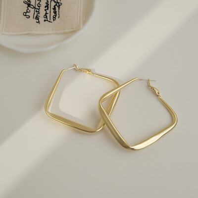 #ad Fashion Big Square Hoop Earrings For Women Exaggerated Metal Geometric Earrinjo C $1.85