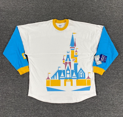#ad Spirit Jersey Shirt Adult Large White Blue Yellow Disney World Castle 50th L $71.20