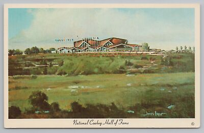 #ad Oklahoma City National Cowboy Hall of Fame Across Field 1950s Artist J Boren $6.00