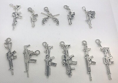 #ad Charm Clip On Gun Assortment Bracelet Purse Bag Zipper Backpack Keychain $2.83