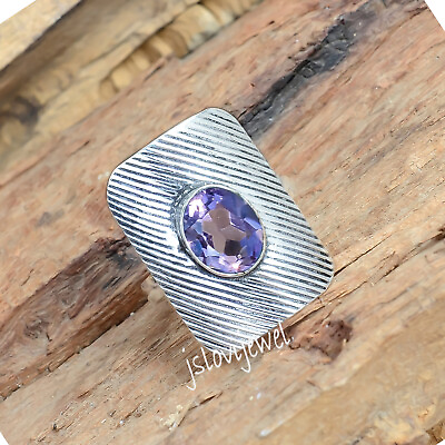 #ad Purple Amethyst Cut Gemstone Ring 925 Sterling Silver Handwork Jewelry BR 2370 $20.09