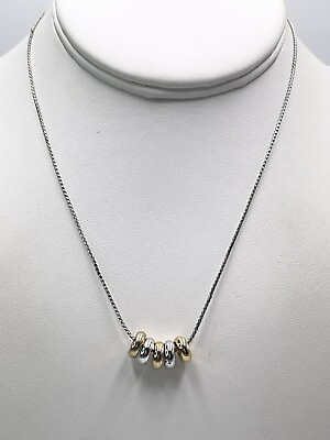 #ad Necklace Fashion Silvertone Metal Multicolor Beads 15in Chain $11.99
